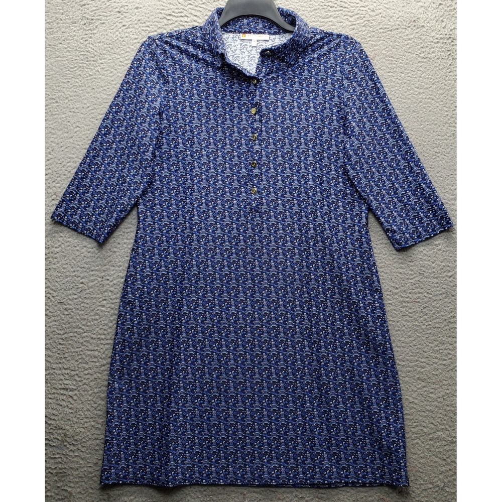 Jude Connally Shirt Dress Women XL Multi Stretch Performance 3/4 Sleeve Collared